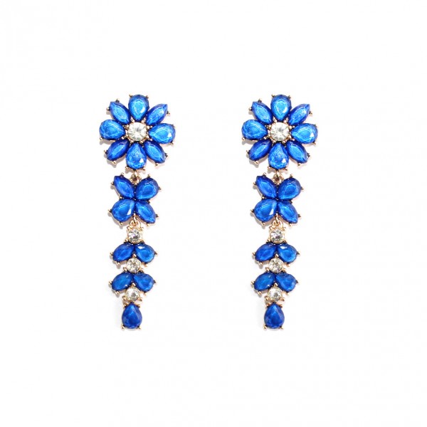 Yadira Sapphire Bloom Floral Cascade Earrings